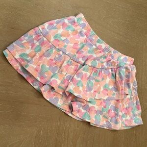 Crewcuts Pastel Heart-Print Tiered Skirt in Pink, Purple & Mint